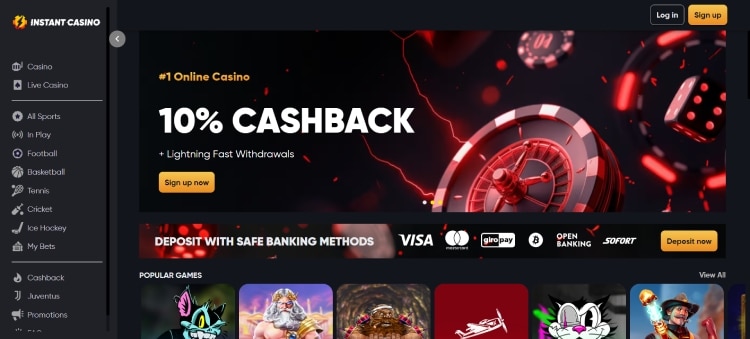 Instant Casino, beste casino zonder vergunning